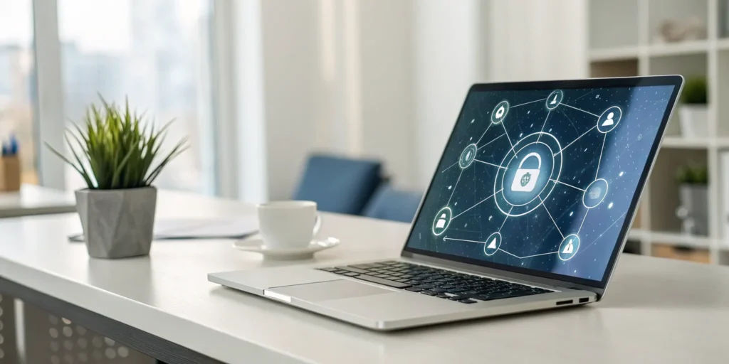 A laptop on a desk showing the tools an IT recruiter uses to find and hire tech talent.