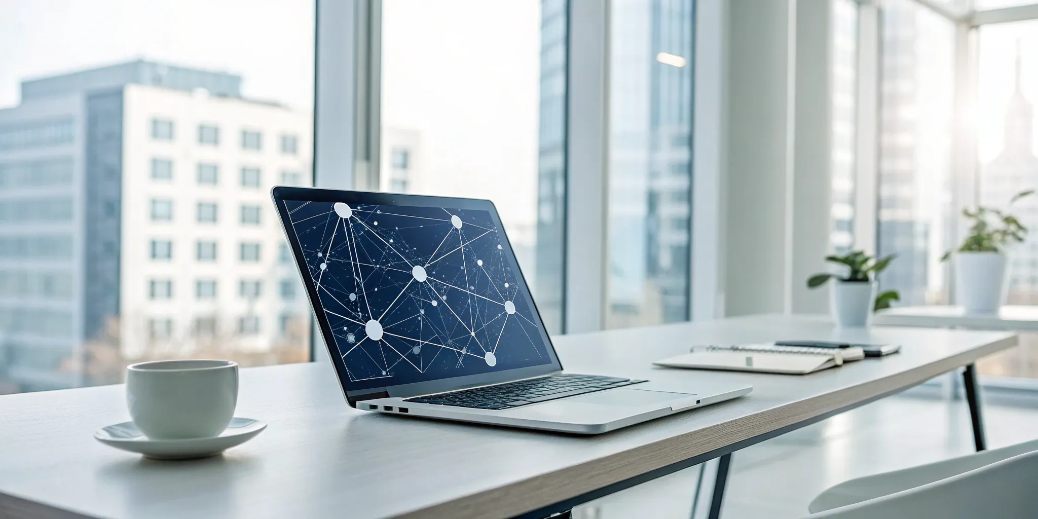 A modern tech talent acquisition strategy visualized as a network on a laptop screen.