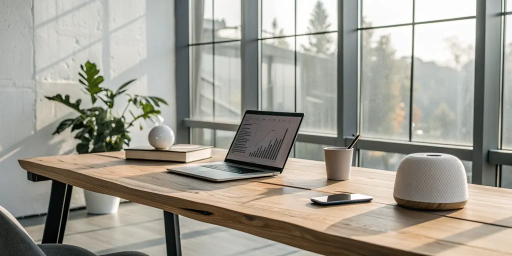 A data science staffing agency using data charts on a laptop to find top talent.