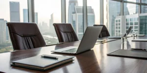 A professional conference room for a meeting with legal recruiters in Arkansas.
